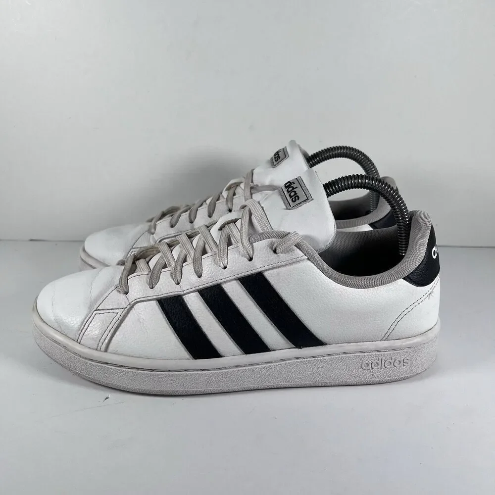Adidas Grand Court White Black Lace Up Shoes Sneakers Women's Size 8.5 F36483